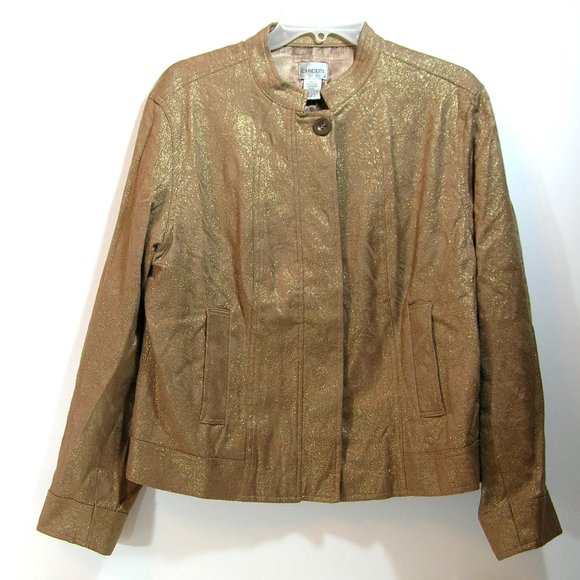 Chico's Jacket, Chico's Size 2, Size Large, Brown - Picture 2 of 5
